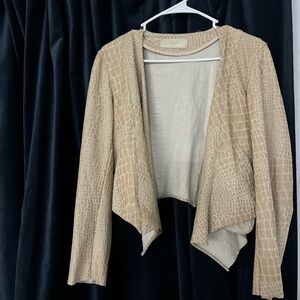 Tan Crocodile Pattern Open Cardigan